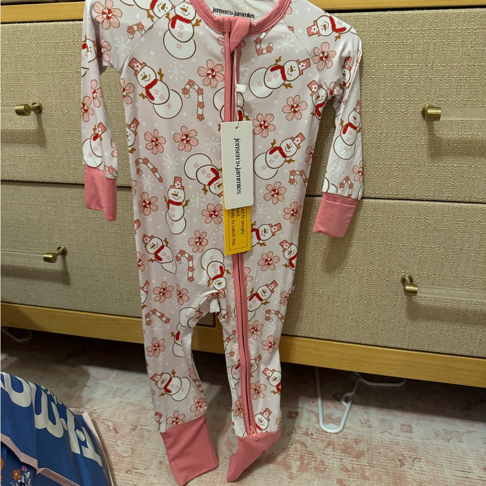 Pink Snowman Kids One Piece